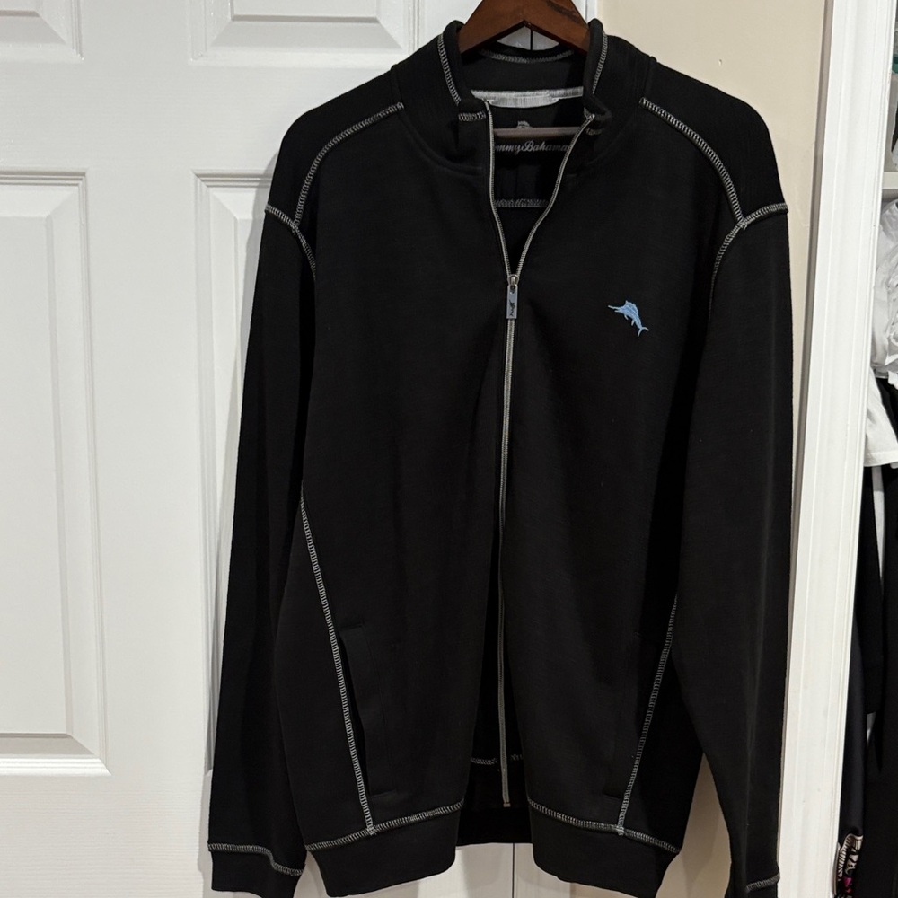 Tommy Bahama Black Zip-Up Men's Sweater